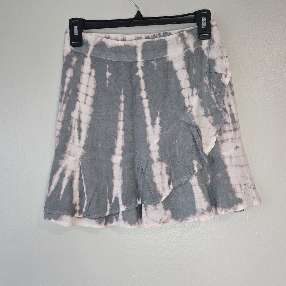 NWT Sim & Sam Tie Dye Faux Wrap Rayon Ruffle Skirt Size Small